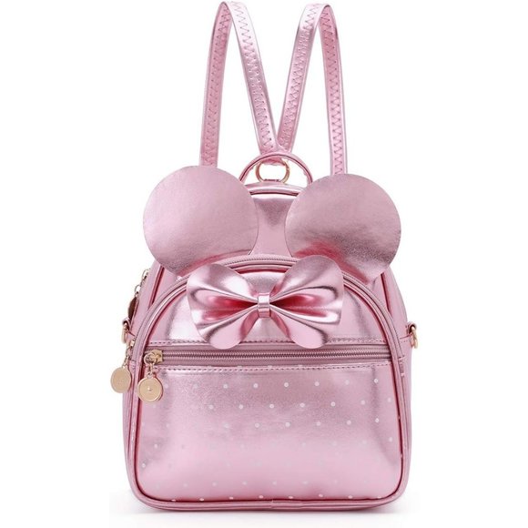 Bowknot Polka Dot Mini Backpack And Convertible Shoulder Bag Purse for Women - Picture 1 of 7